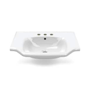 Yeni Klasik Wall Mounted Vessel Bathroom Sink in White with 3 Faucet Holes