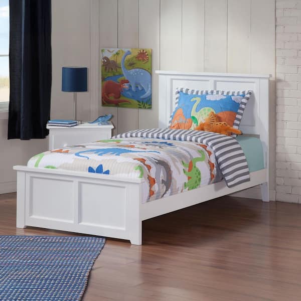 Madison White Twin Traditional Bed with Matching Foot Board