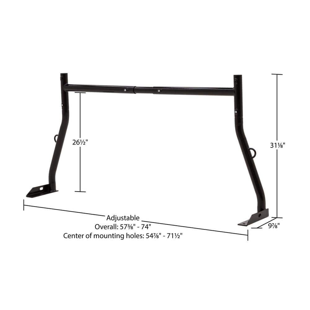 Adjustable Black Powder-Coat Steel Utility Rack for Trucks