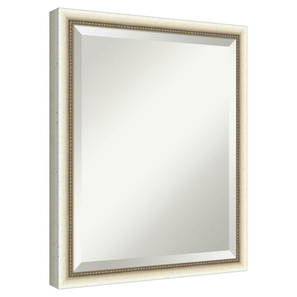 Belmont Distress White 18 in. x 22 in. Beveled Traditional Wood Framed Bathroom Wall Mirror price history on PriceWatchPro