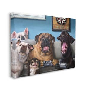 "Funny Dogs Playing Video Games Pet Portrait" by Lucia Heffernan Unframed Animal Canvas Wall Art Print 16 in. x 20 in.