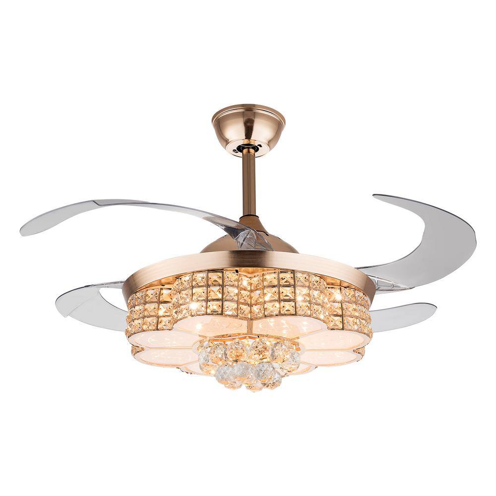 42 in. Indoor Gold Modern Crystal Reversible Ceiling Fan with 3-Color Integrated LED and Remote price history on PriceWatchPro