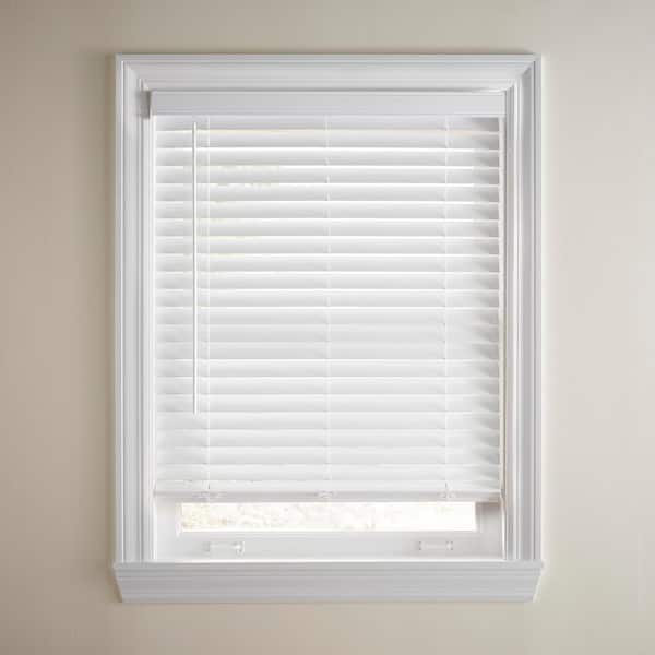 White Cordless Faux Wood Blinds