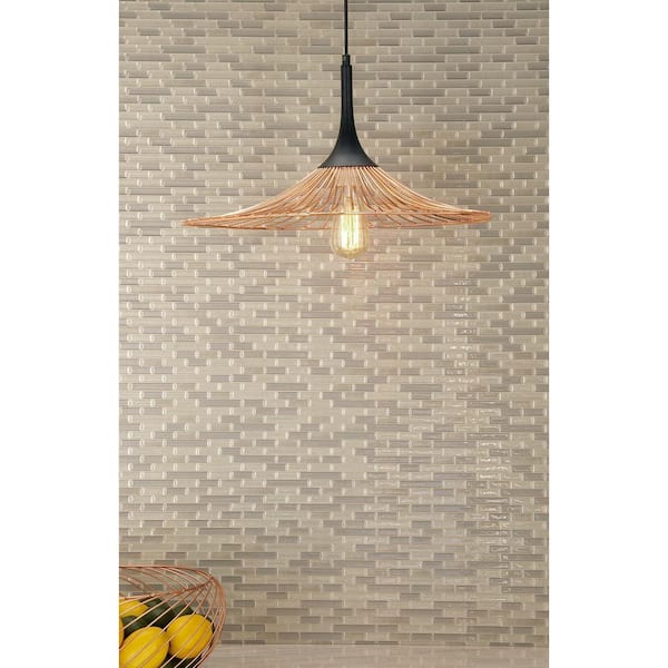 Litton Lane Industrial Matte Black and Rose Gold Iron Light Pendant