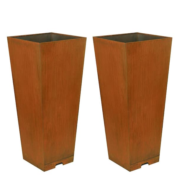 Worth Garden 28 in. H Rusted Steel Tall Tapered Planter (2Pack