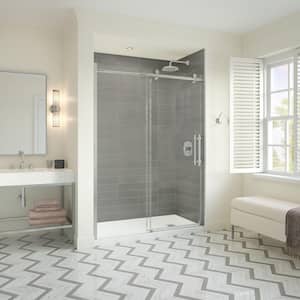 Odyssey 60 in x 32 in x 78 in Alcove Shower Kit with Sliding Frameless Shower Door in Chrome and Right Drain Pan
