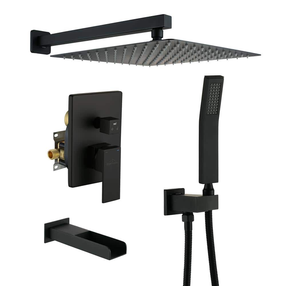 1-Spray Patterns with 2.5 GPM 12 in. Wall Mount Dual Shower Heads with Tub 