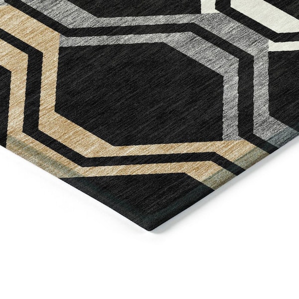 Chantille Machine Washable Indoor/Outdoor Abstract ACN2326 Black 2 ft. x 3 ft. Accent Rug