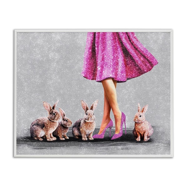 Stupell Industries Chic Woman with Rabbits by Svetlana Aleynikova White Framed People Giclee Art Print 11 in. x 14 in.