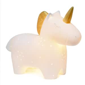 9.01 in. White Porcelain Unicorn Shaped Table Lamp