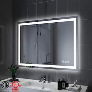 Super Bright 40 in. W x 32 in. H Rectangular Frameless Anti-Fog LED Light Wall Bathroom Vanity Mirror Front Light