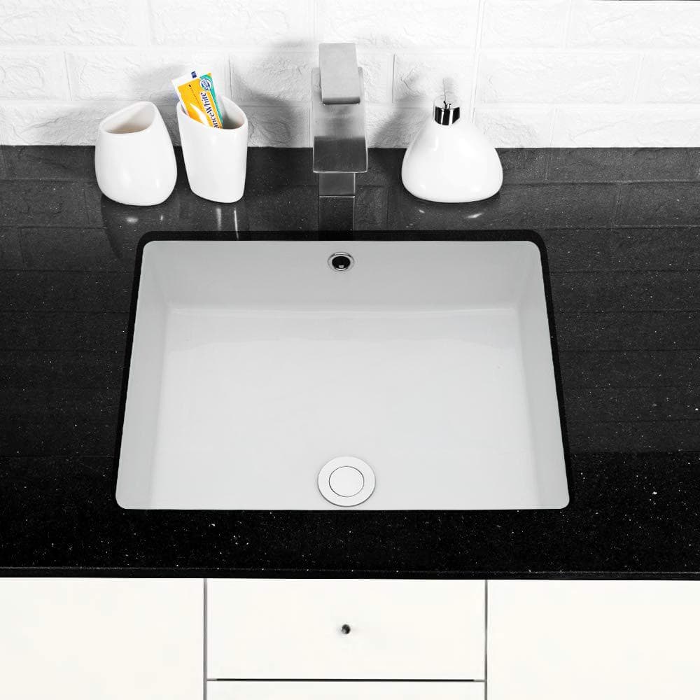 Classic 20 In Ceramic Rectangular Undermount Bathroom Sink In White   White Undermount Bathroom Sinks Jin 081 64 1000 