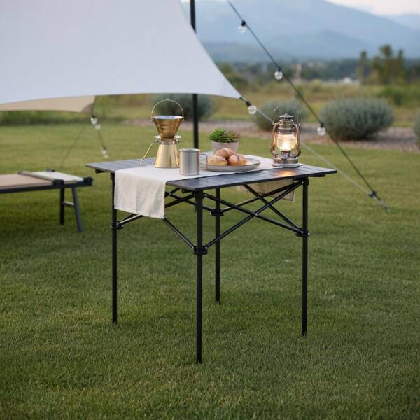 Kadyn Roll-up aluminum camping table with lightweight metal frame