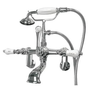 Vintage 7 in. Center 3-Handle Claw Foot Tub Faucet with Handshower in Chrome