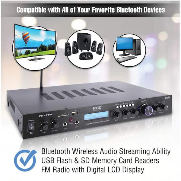 Home Theater Amplifier Audio Bluetooth MP3/USB/SD/AUX/FM Receiver Sound System 