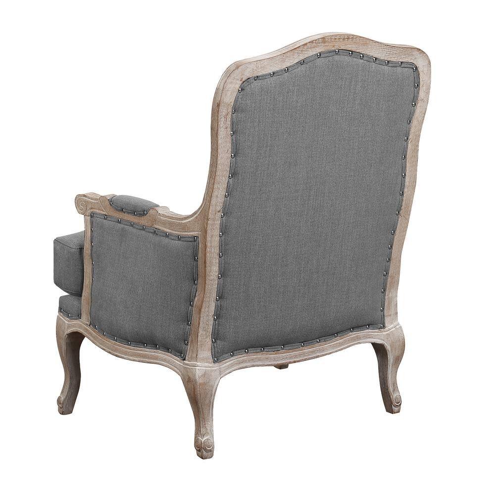 Classic French Slate Gray Distressed Wood Accent Chair