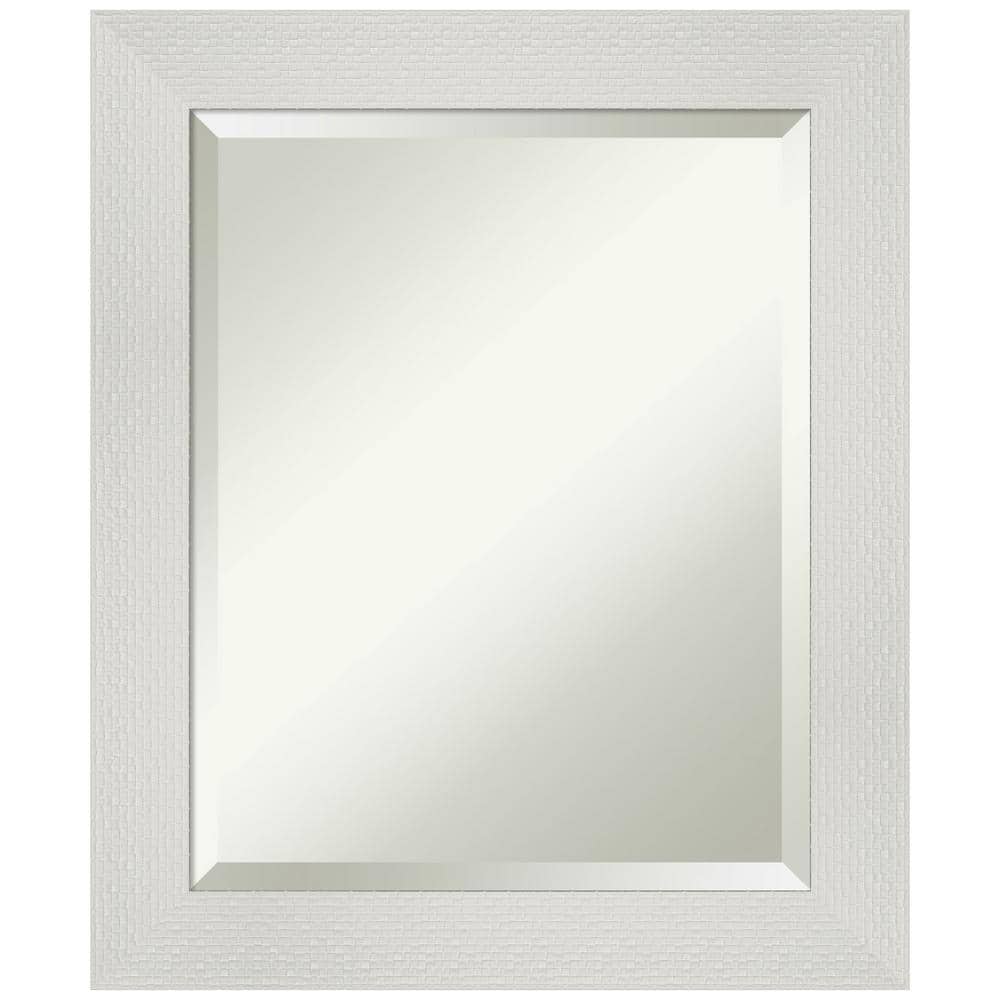 Mosaic White Satin Finish Framed Bathroom Vanity Mirror