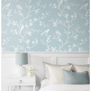 40.5 sq. ft. Blue Skies Songbird Chinoiserie Vinyl Peel and Stick Wallpaper Roll