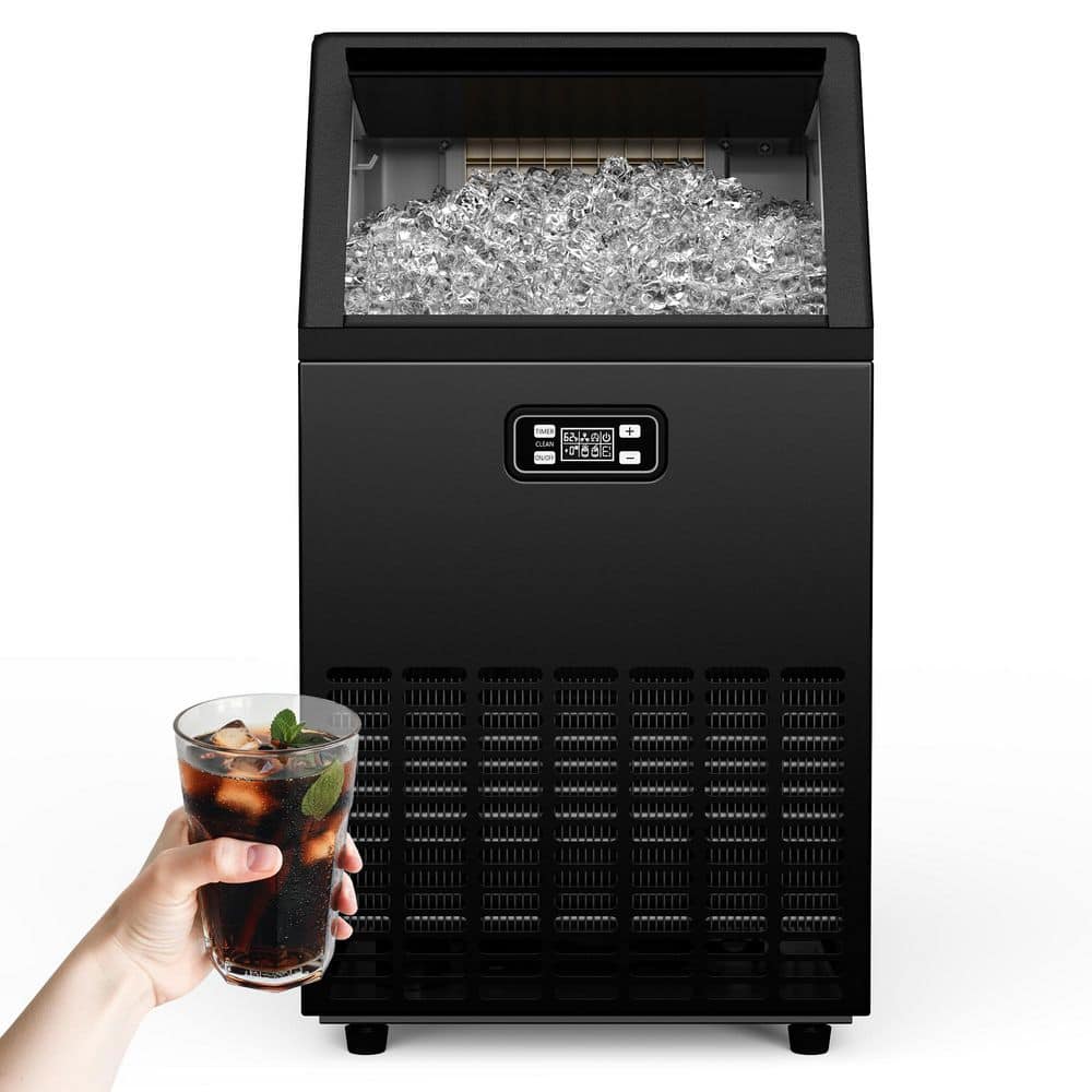 18 in. 150 lbs. /24H Full Size Cubes Undercounter Commercial Freestanding Ice Maker in Black with Auto-Cleaning