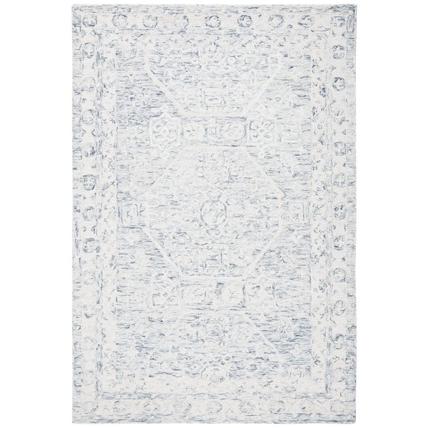 SAFAVIEH Micro-Loop Charcoal/Ivory Doormat 3 ft. x 5 ft. Geometric Oriental Area Rug