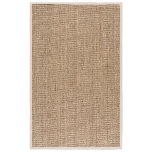 Natural Fiber 6 ft. x 9 ft. Natural/Ivory Abstract Solid Border Area Rug