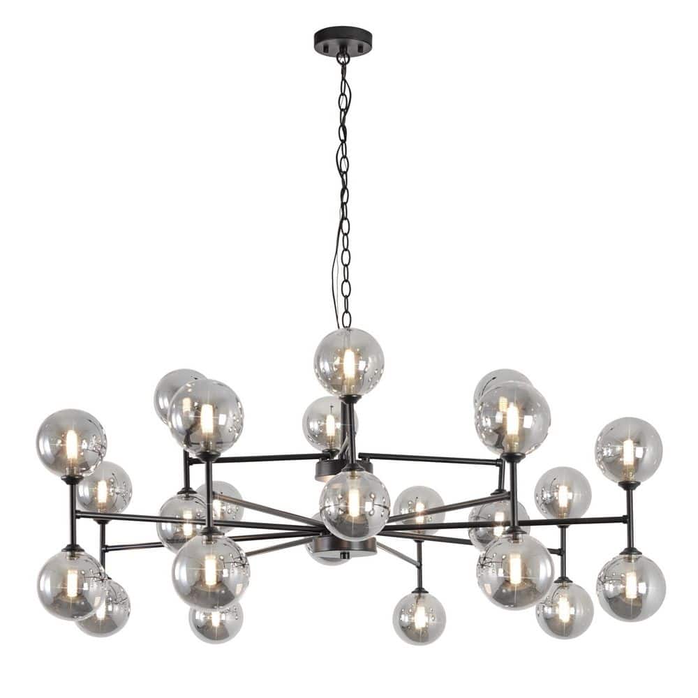 24 light Smoke Gray Bubble Black Chandelier for Dining Room Kitchen Island with no bulbs included price history on PriceWatchPro