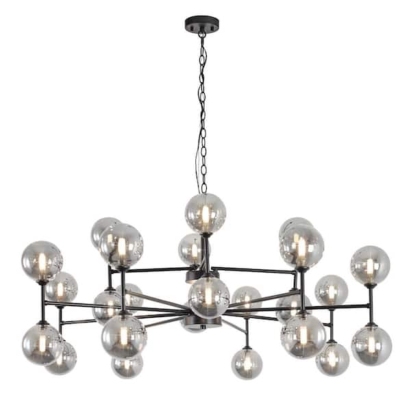 Unbranded 24 light Smoke Gray Bubble Black Chandelier for Dining Room Kitchen Island with no bulbs included