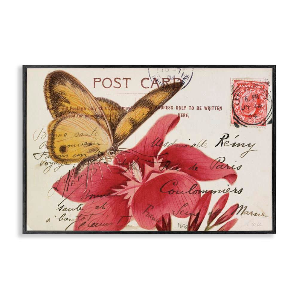 Antique Postcard and Butterfly by Deborah Revell Black Framed Animal Giclee Art Print 20 in. x 30 in. price history on PriceWatchPro