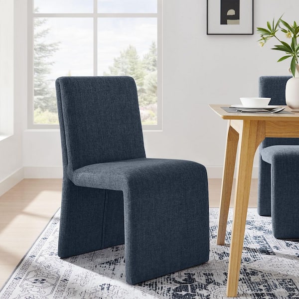 Emory Fabric Slipper Dining Chair in Slate Blue