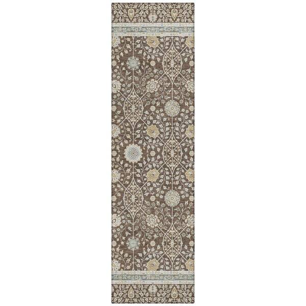 Chantille Machine Washable Indoor/Outdoor Abstract ACN3047 Coffee 2 ft. x 7 ft. Runner Rug