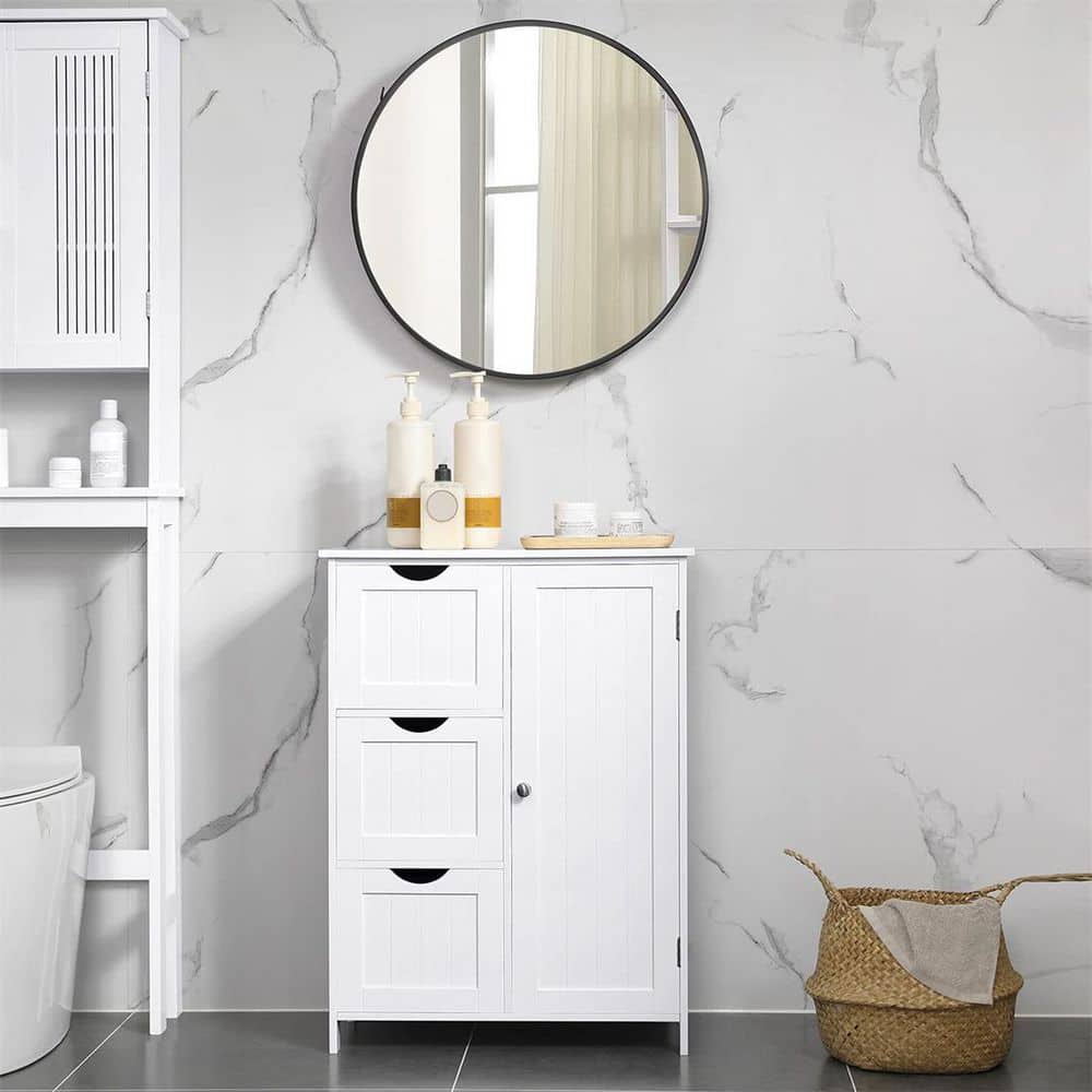 White MDF Living Room Cabinet with Adjustable Shelving