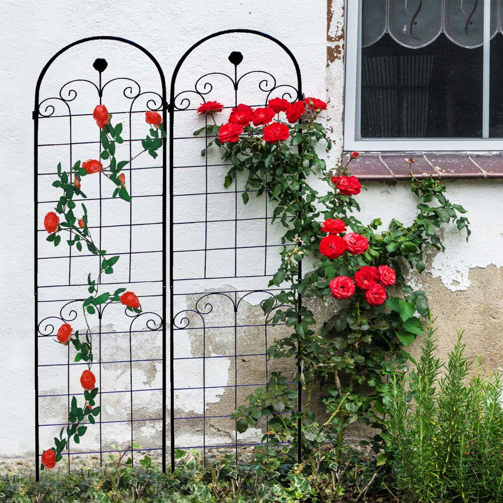 4-Pack 86.7 in. Height Metal Garden Rustproof Trellis Outdoor Flower Support with Pattern for Climbing Plants in Black price history on PriceWatchPro