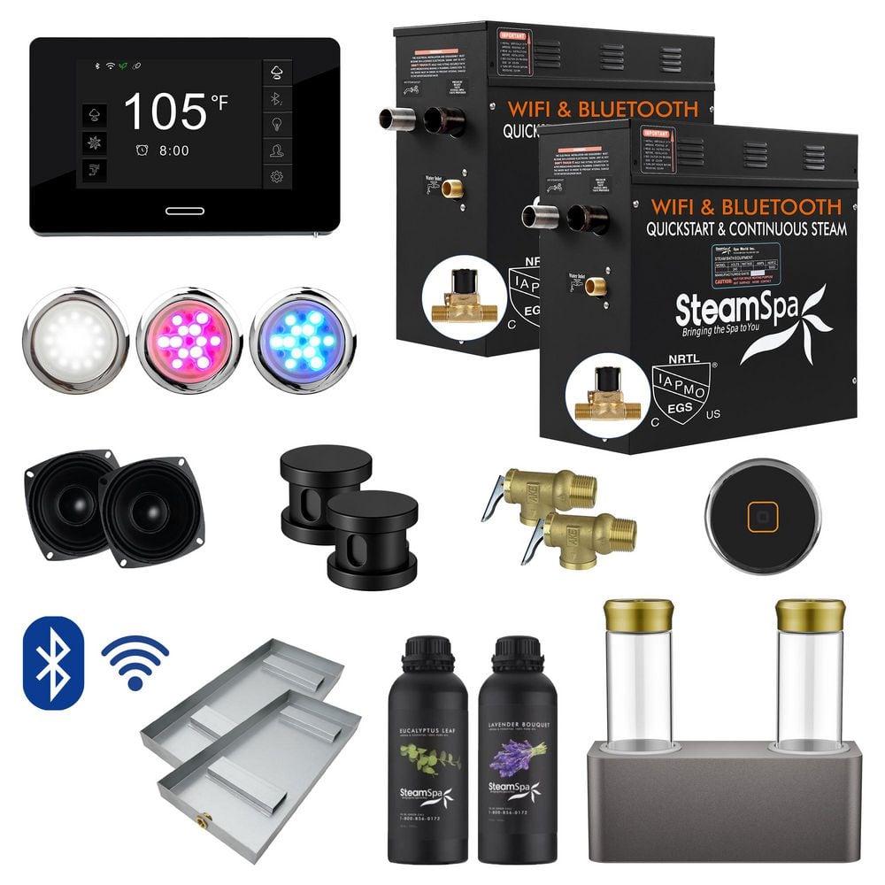 Black Series 18kW Steam Bath Generator with Wireless Control Bluetooth/Wifi Operation and Auto Drain in Matte Black price history on PriceWatchPro