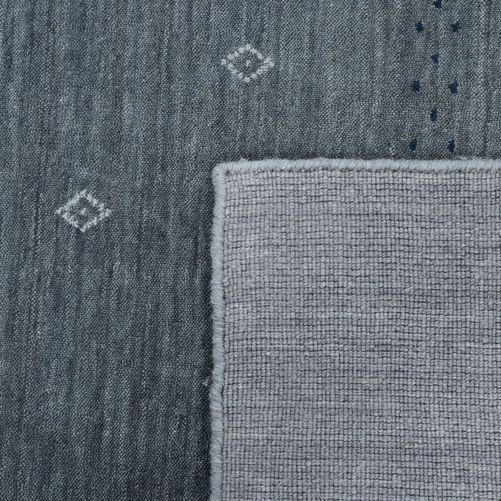 Slate Grey Geometric Hand-Knotted Wool Area Rug 6' x 9'