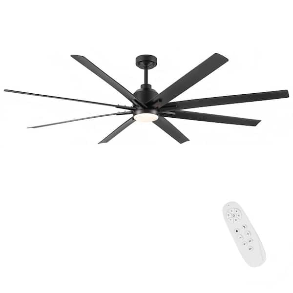 Jushua 72 in. Indoor Smart Black Ceiling Fan with LED Light and App Remote Control
