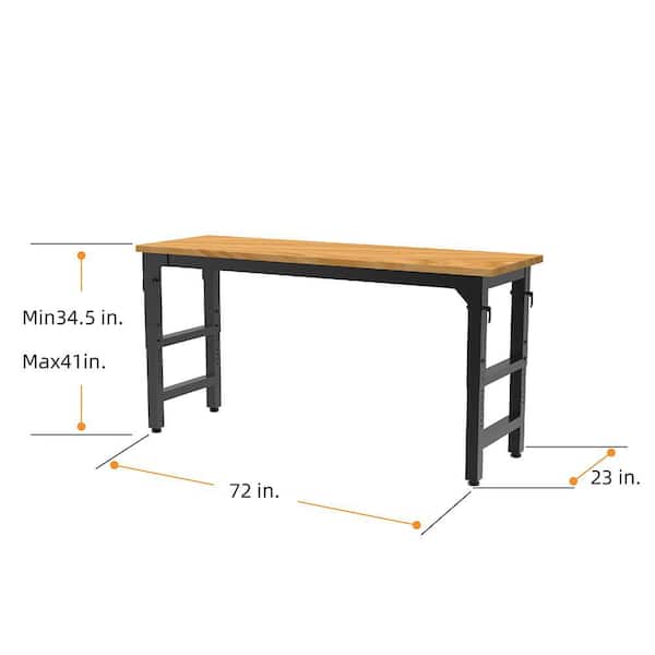Husky 72 in. W x 23 in. D Adjustable Height Black Workbench, Solid