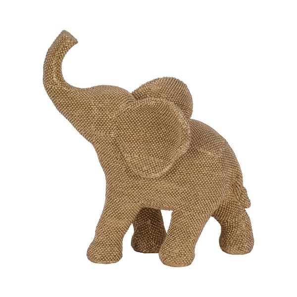 Liv & Skye Gold 11 in. x 12 in. Resin Beaded Elephant Figurine