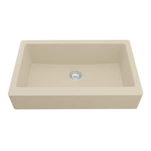 Retrofit Farmhouse/Apron-Front Quartz/Granite Composite 34 in. Single Bowl Kitchen Sink in Bisque