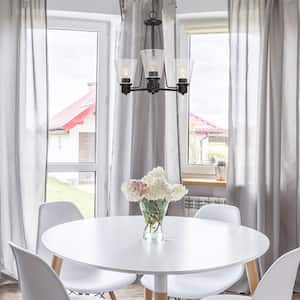 Printers Row 3-Light Oil Rubbed Bronze Chandelier with Clear Seedy Glass Shades For Dining Rooms