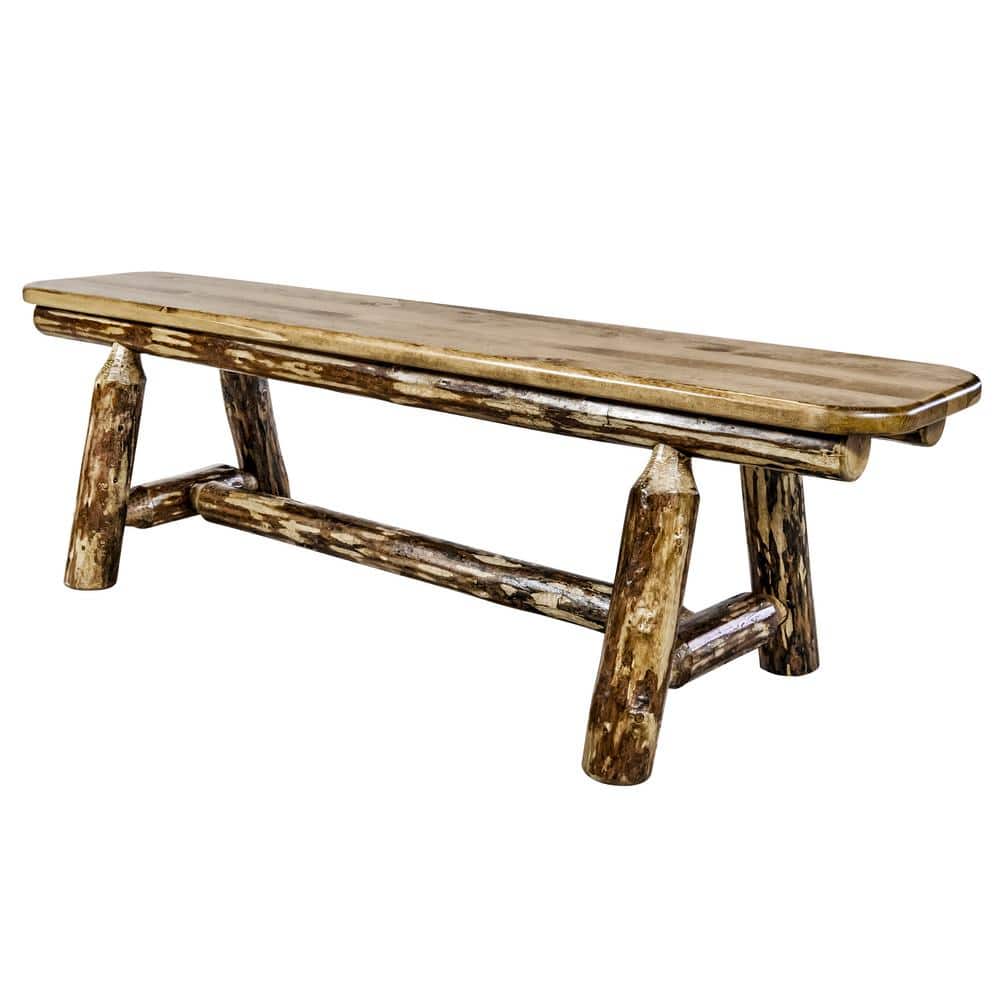 Rustic Lodge Pole Pine 5' Plank Style Bench