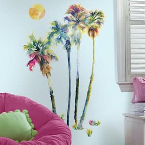 5 in. W x 19 in. H Watercolor Palm Trees 14-Piece Peel and Stick Giant Wall Decal