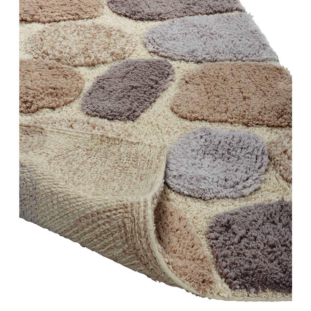Amethyst Cotton Pebble Pattern Bath Rug Set with Non-Slip Backing