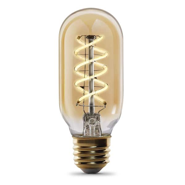 Feit Electric 40-Watt Equivalent T14 Dimmable Spiral Filament Amber Glass E26 Vintage Edison LED Light Bulb, Warm White