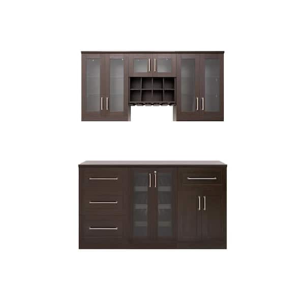NewAge Products Home Bar 21 in. Espresso Cabinet Set (7-Piece)