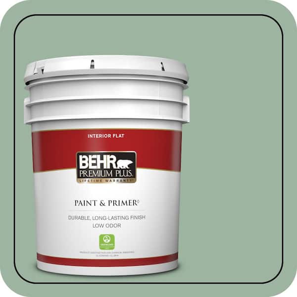 BEHR PREMIUM PLUS 5 gal. #S410-4 Copper Patina Flat Low Odor Interior Paint & Primer