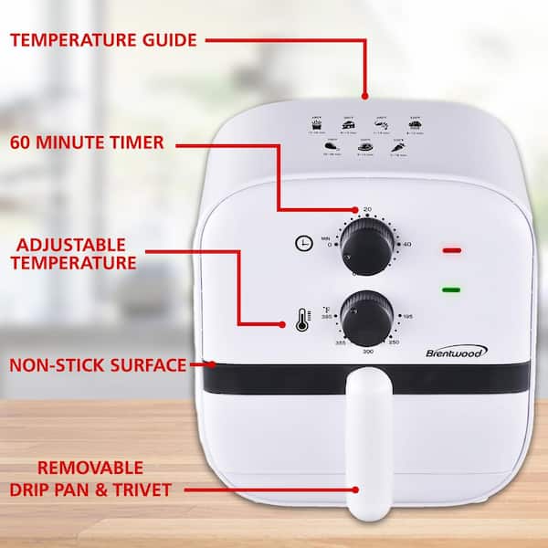 2 Qt Air Fryer, Small Air Fryer For Convenience, Retro Design, Nonstick,  Dishwasher-Safe Basket, White Air Fryer With Adjustable Temperature  Control