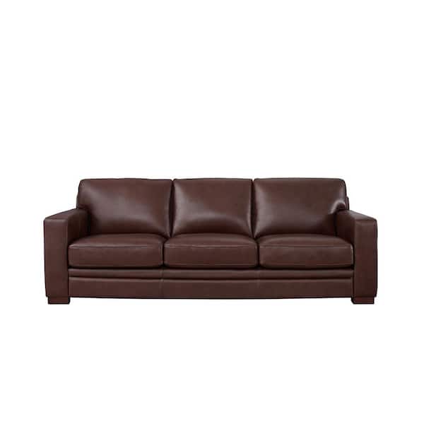 Hydeline Dillon 96 in. Square Arm 3-Seater Removable Cushions Sofa in Raisin Brown