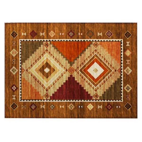 Addison Rugs Sonora Brown 1 ft. 8 in. x 2 ft. 6 in. Geometric Indoor/Outdoor Area Rug