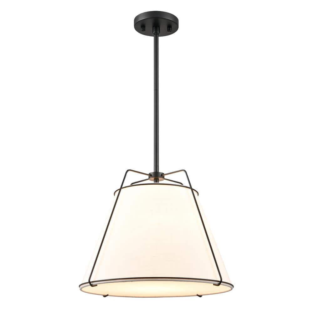 Lise Minimalist Black Drum Chandelier with Adjustable Rods