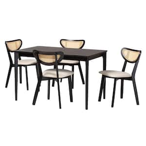 Dannell Cream and Black 5-Piece Dining Set